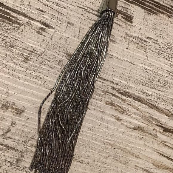 CHICOS Necklace Silver Tassel Adjustable Toggle  23” - Picture 3 of 7